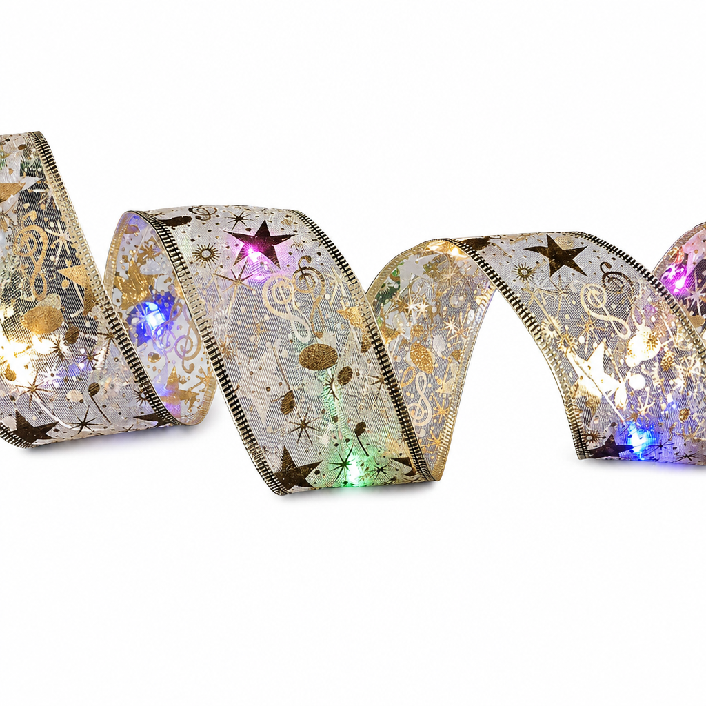 🎄✨ Christmas Tree Ribbon String Lights – Elegant Ribbon Glow for a Fuller, More Luxurious Tree