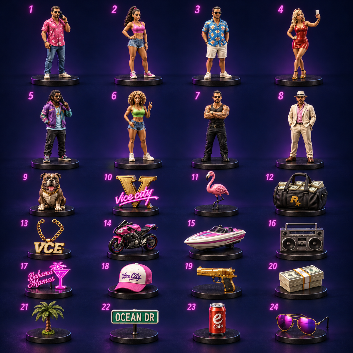 Complete collection of 24 gaming advent calendar mini collectibles