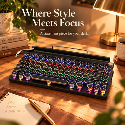 ⌨️ Retro Mechanical Keyboard – Vintage-Inspired Style for Your Desk ✨